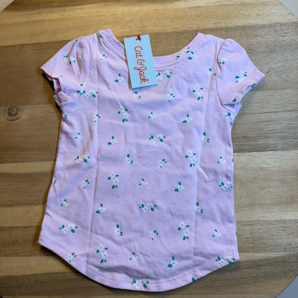 NWT Cat & Jack Floral Toddler Short Sleeve Tee Shirt Size 18M - Picture 4 of 4